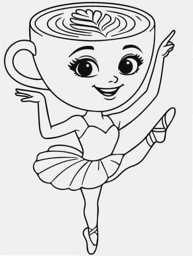 Tranh tô màu brainrot Ballerina Cappuccina với phong cách nghệ thuật