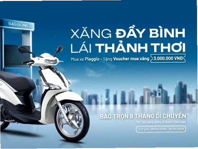 Ưu đãi tặng voucher 3 triệu đồng khi mua xe Piaggio & Vespa