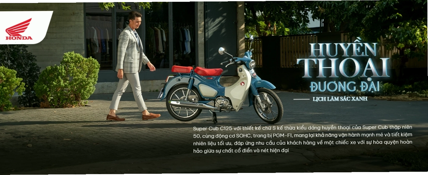 Xe Cub 50 Honda với thiết kế cổ điển và màu sắc trang nhã