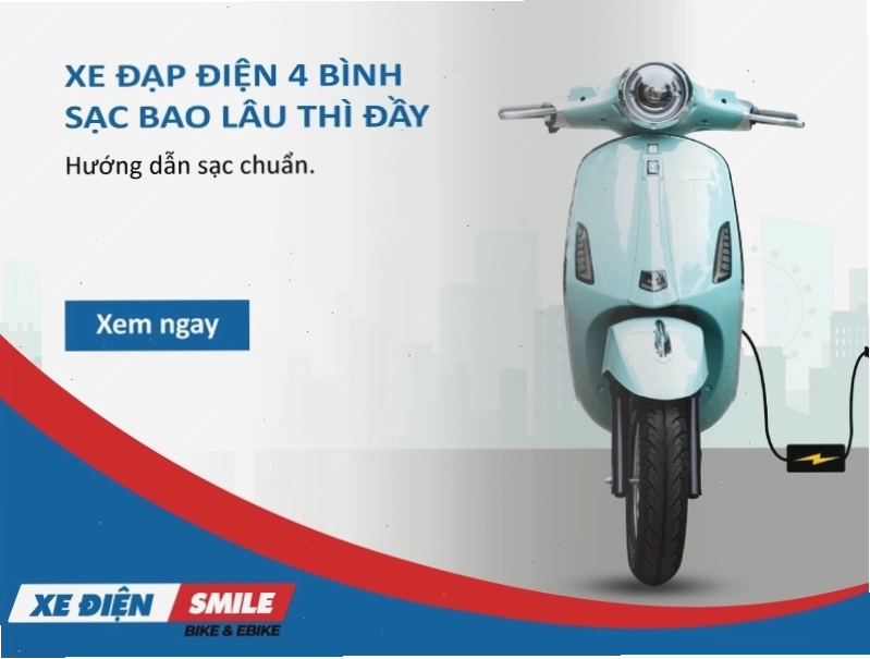 Xe đạp điện 4 b&igrave;nh sạc bao l&acirc;u th&igrave; đầy? Hướng dẫn sạc chuẩn