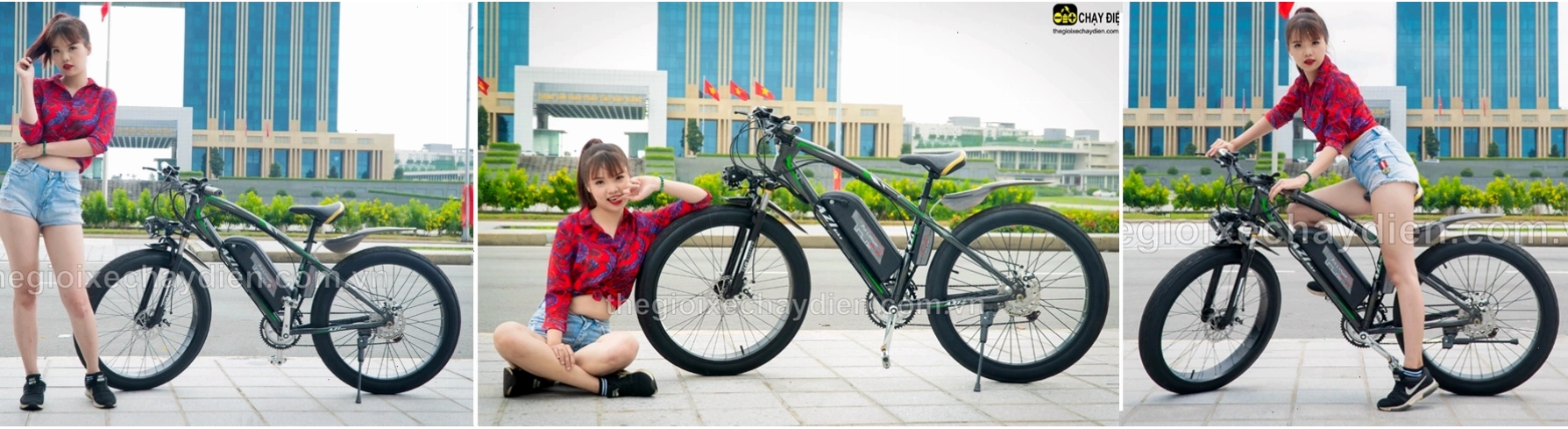 Xe đạp điện Azi A16 màu đỏ nổi bật