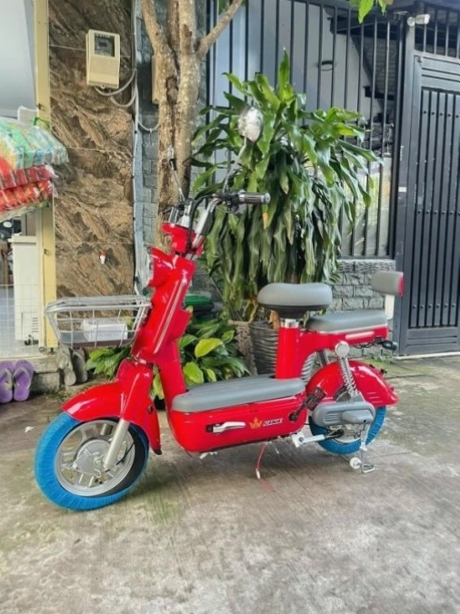 Xe đạp điện màu đỏ thời trang với thiết kế trẻ trung