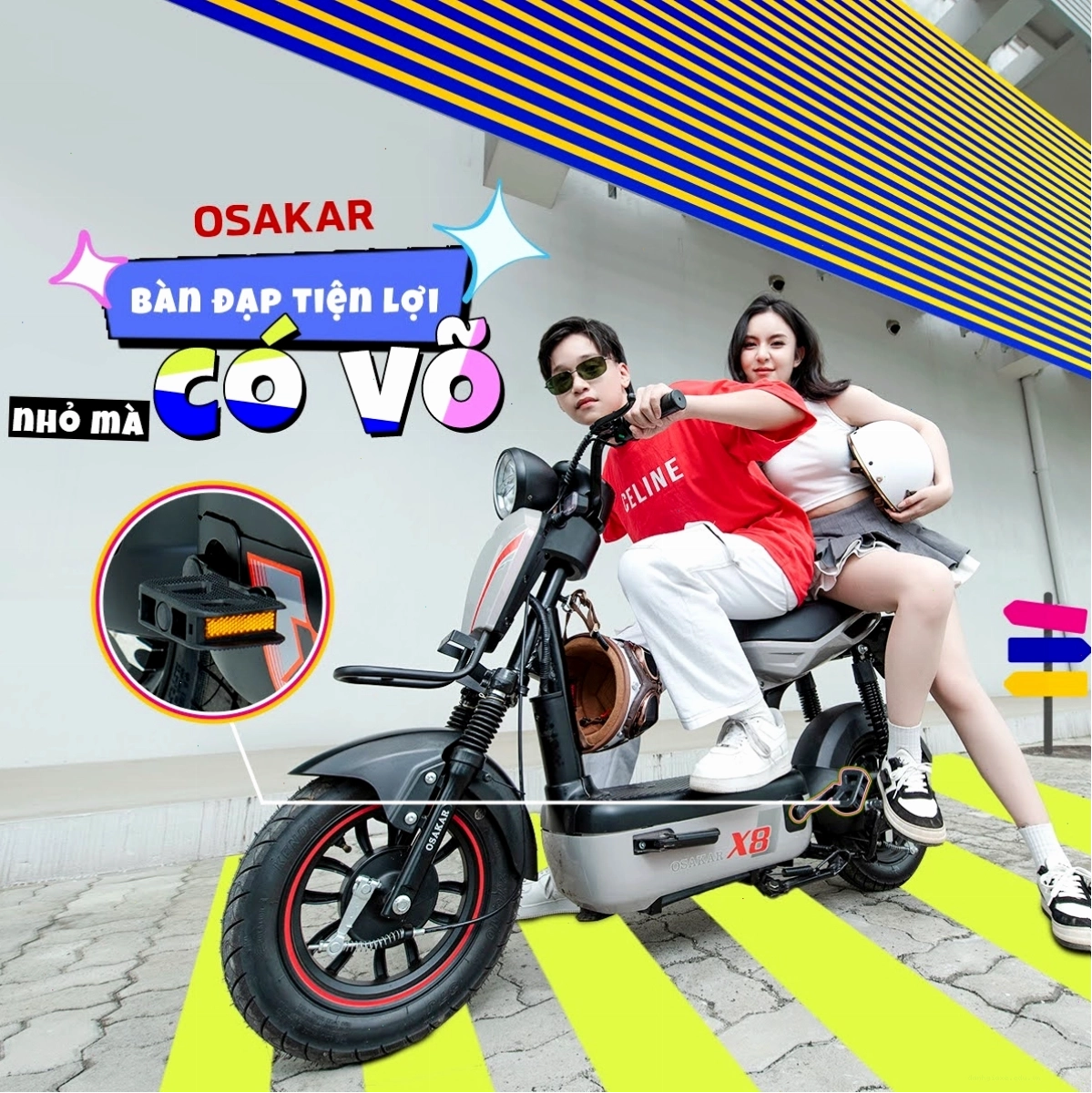 Xe đạp điện OSAKAR X8 kiểu dáng Vespa