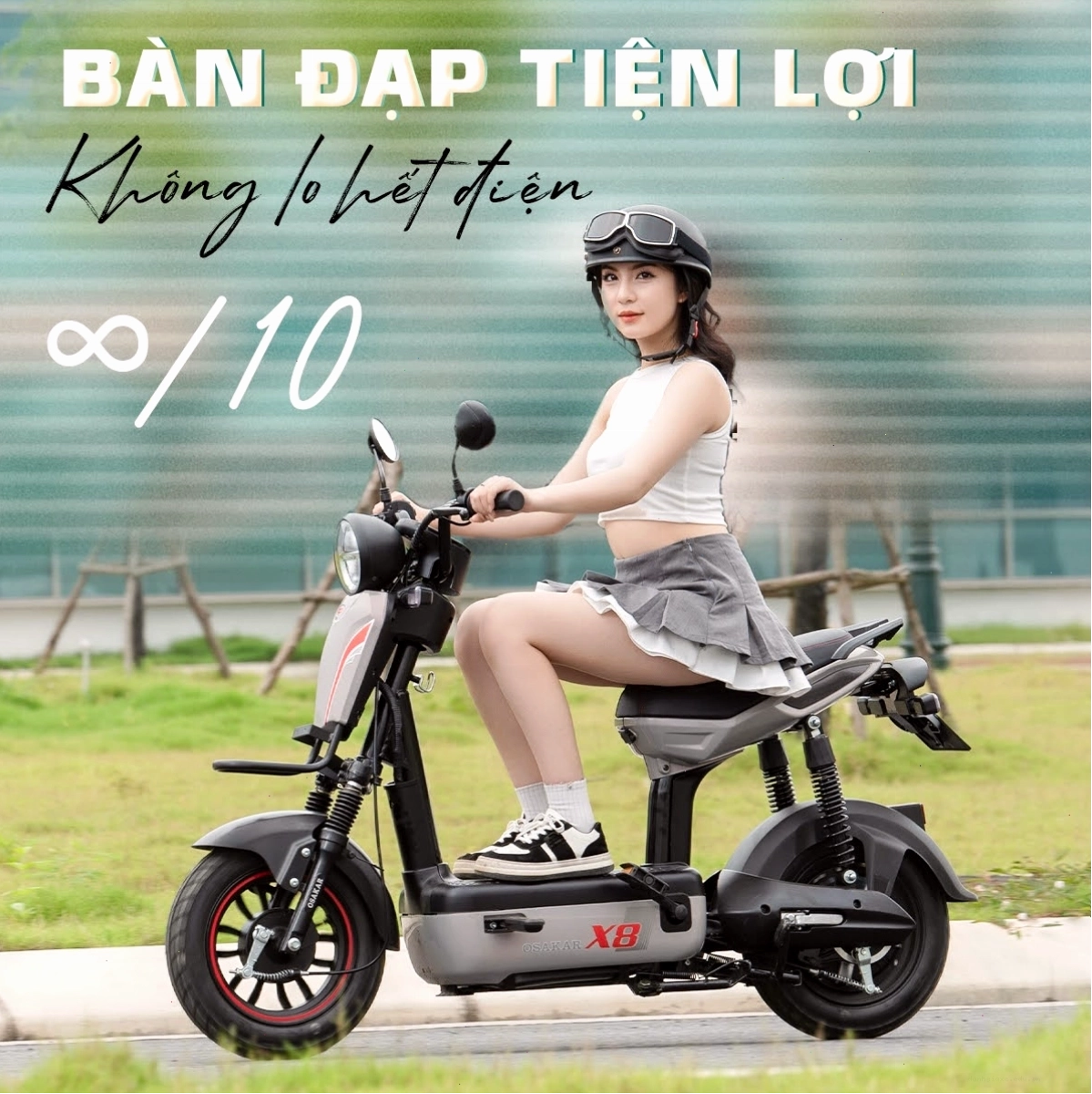 Xe đạp điện Xmen nữ OSAKAR X6 màu trắng thanh lịch
