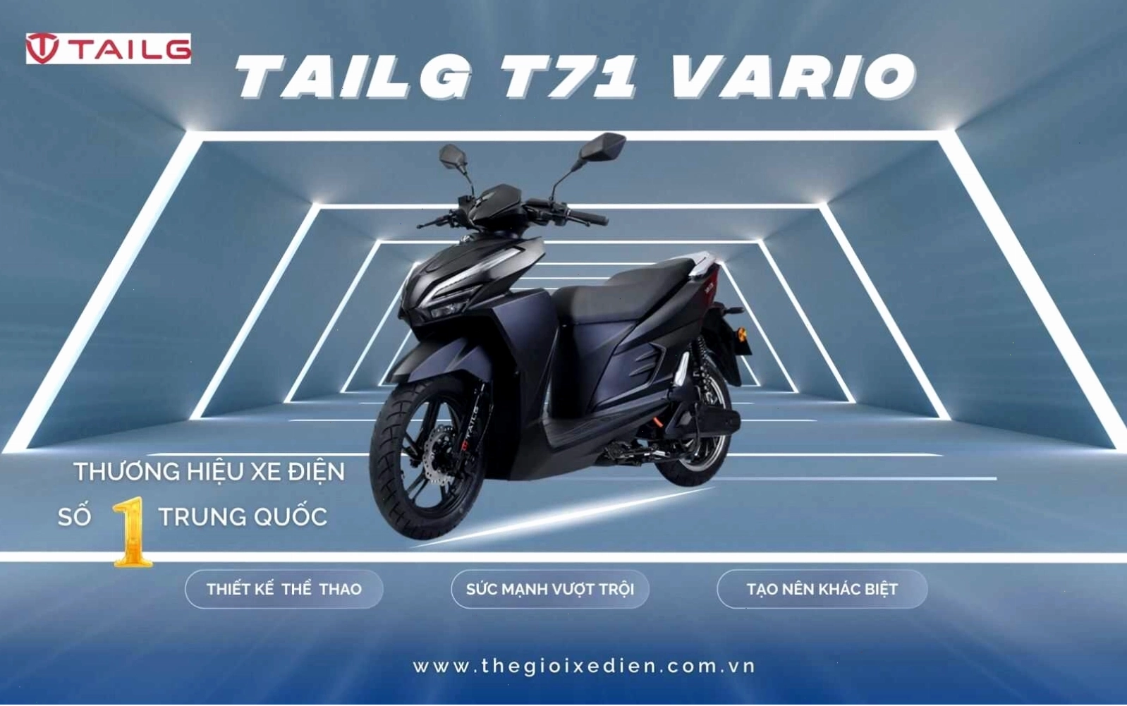 Xe máy điện TAILG - Vario T71 với thiết kế năng động và đa dạng màu sắc