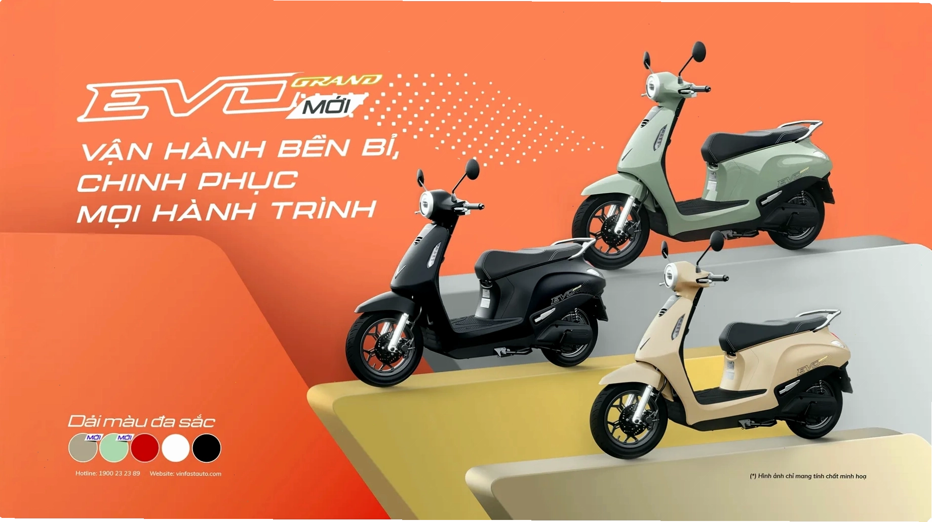 Xe máy điện VinFast Evo Grand 2026 di chuyển trên đường phố