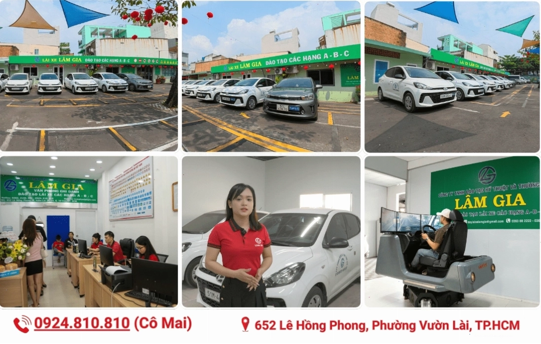 Xe tập lái số tự động đang di chuyển trên sa hình
