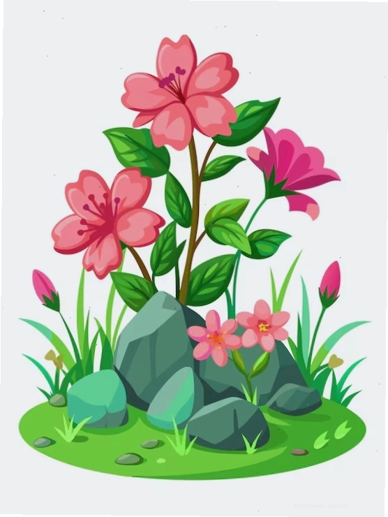 Hoa đỗ quyên hồng chibi cô lập